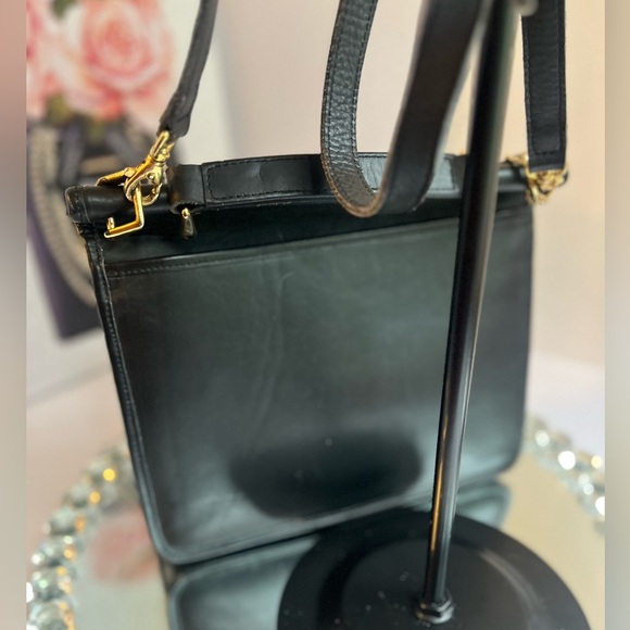 COACH vintage Willis Black Leather Top Handle Crossbody Bag 10.5x10x3.5” - Picture 8 of 16